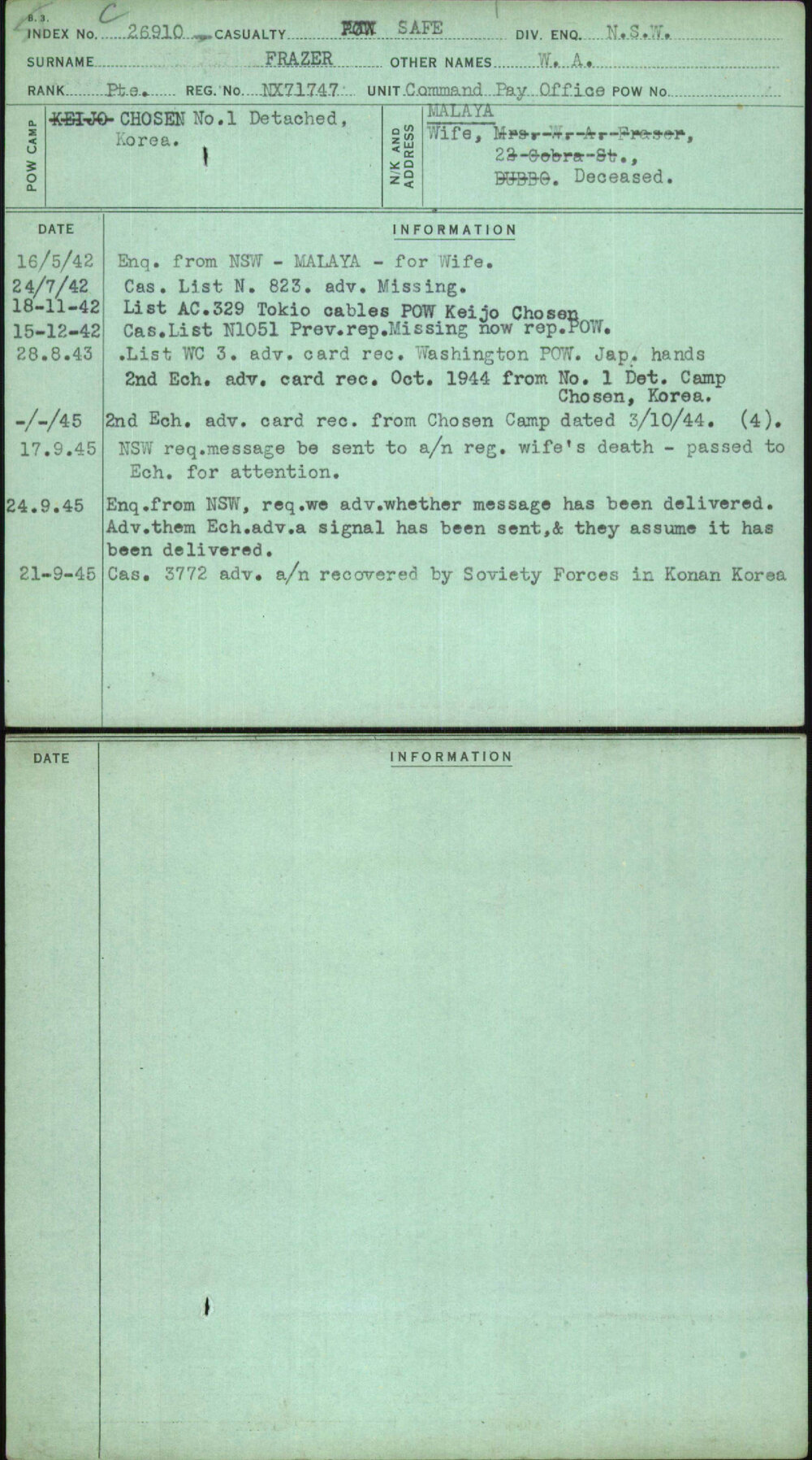 Frazer, W A, NX71747