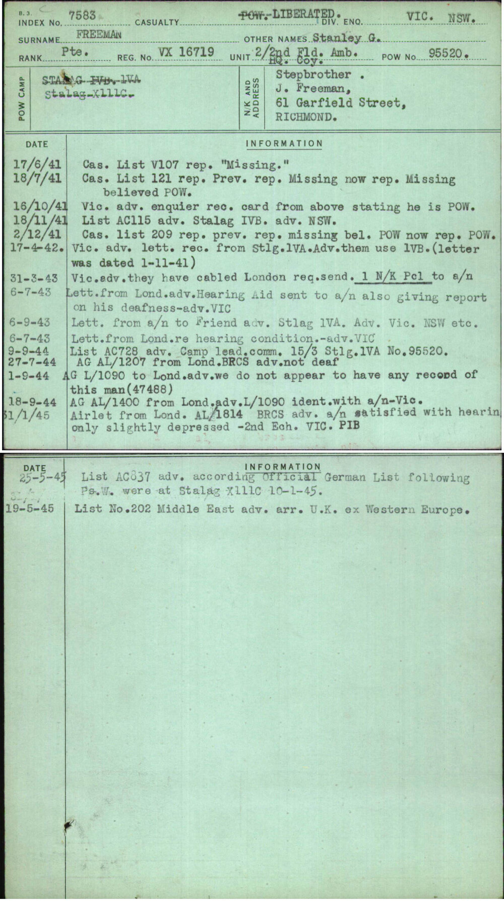 Freeman, Stanley G, VX16719
