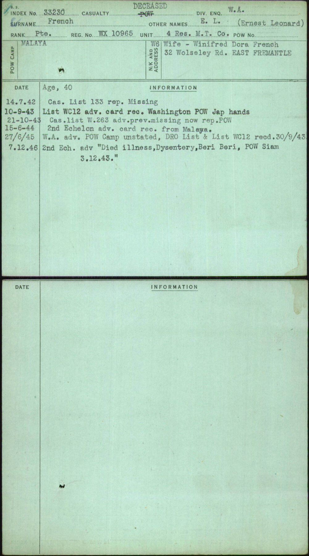 French, E L (Ernest Leonard), WX10965