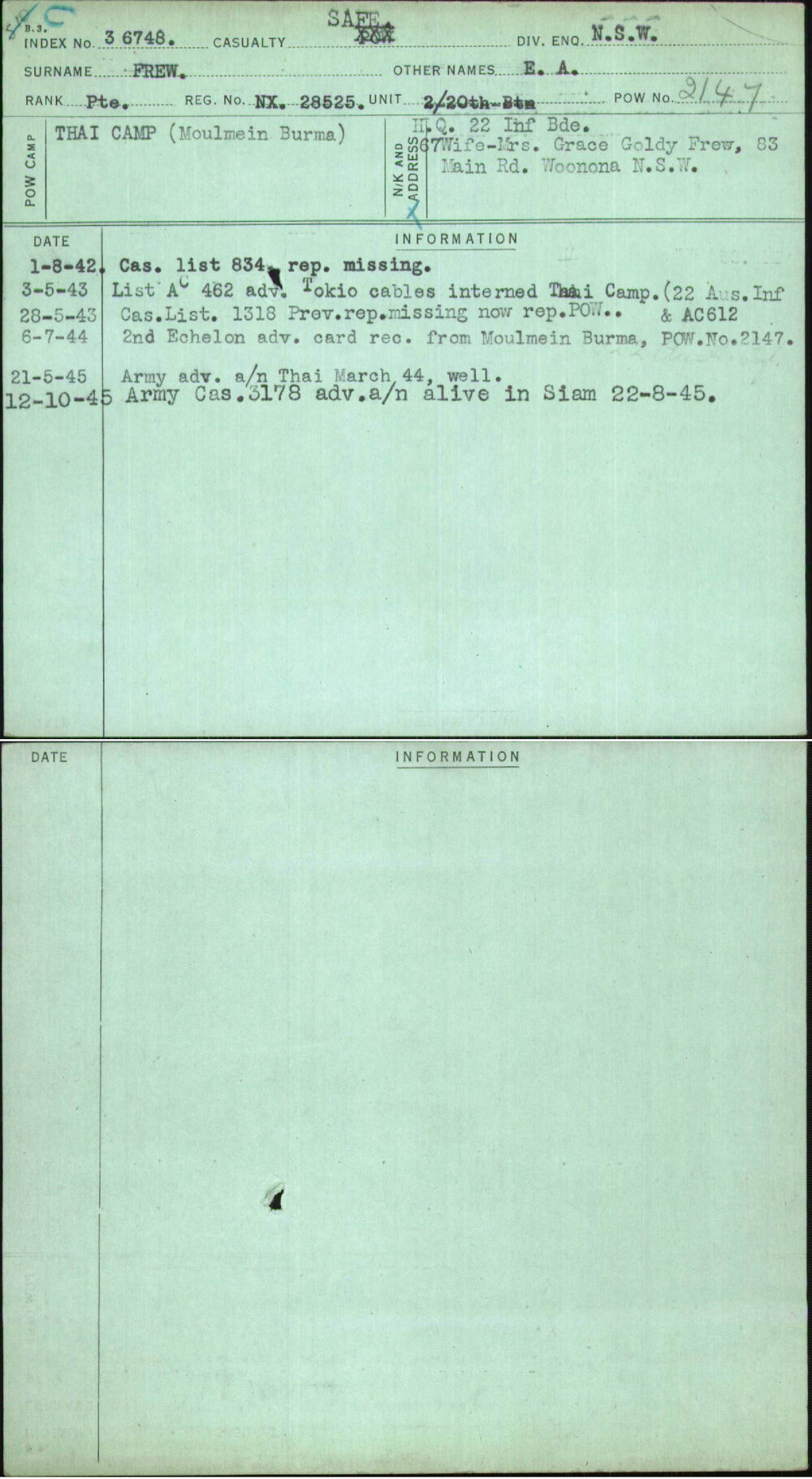 Frew, E A, NX28525