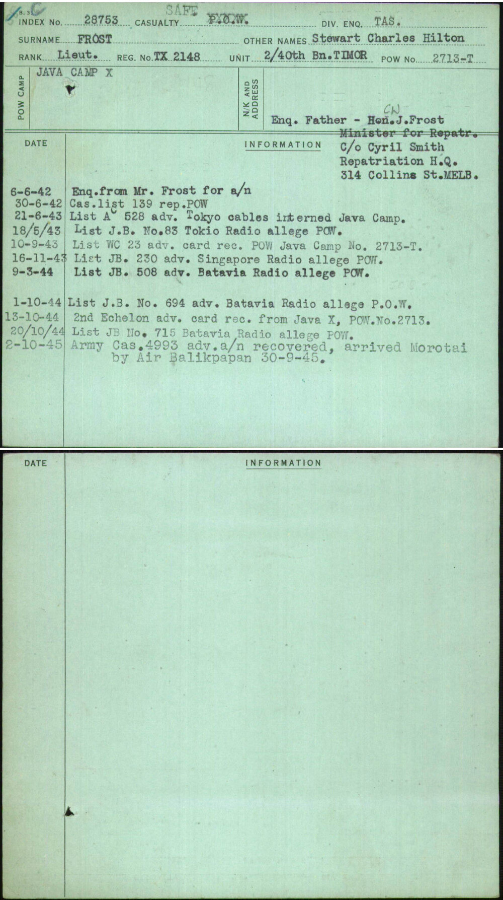 Frost, Stewart Charles Hilton, TX2148