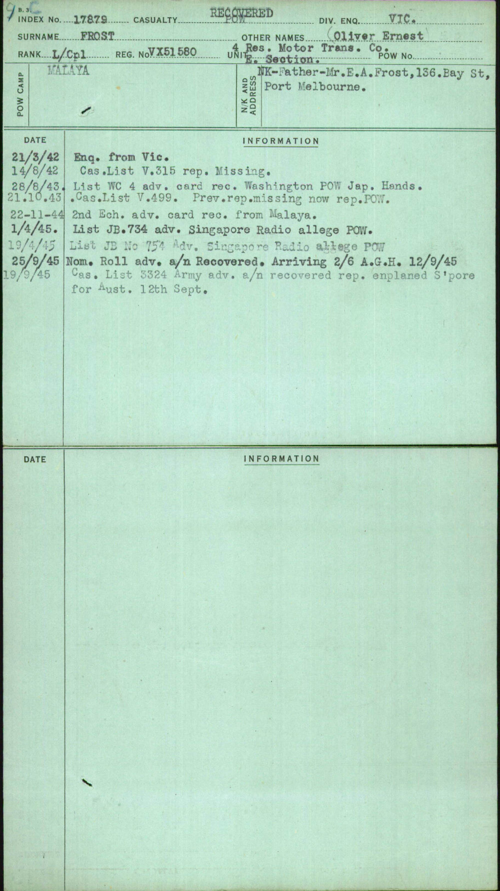 Frost, Oliver Ernest, VX51580