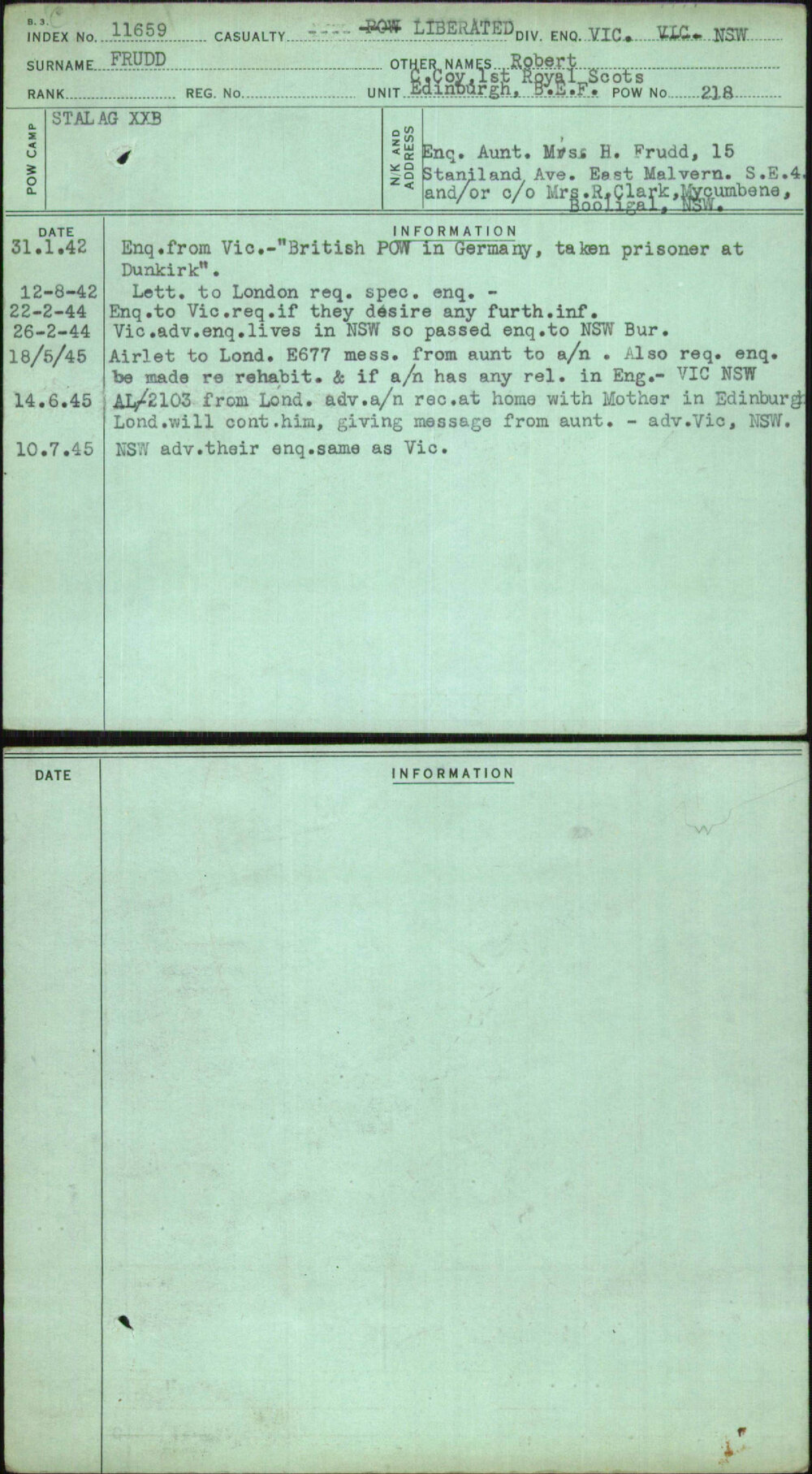 Frudd, Robert, [No Service Number]