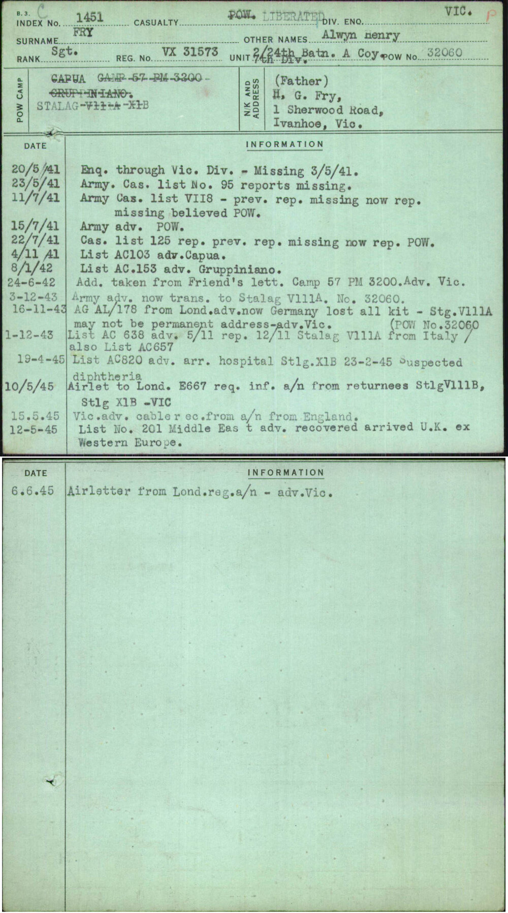 Fry, Alwyn Henry, VX31573