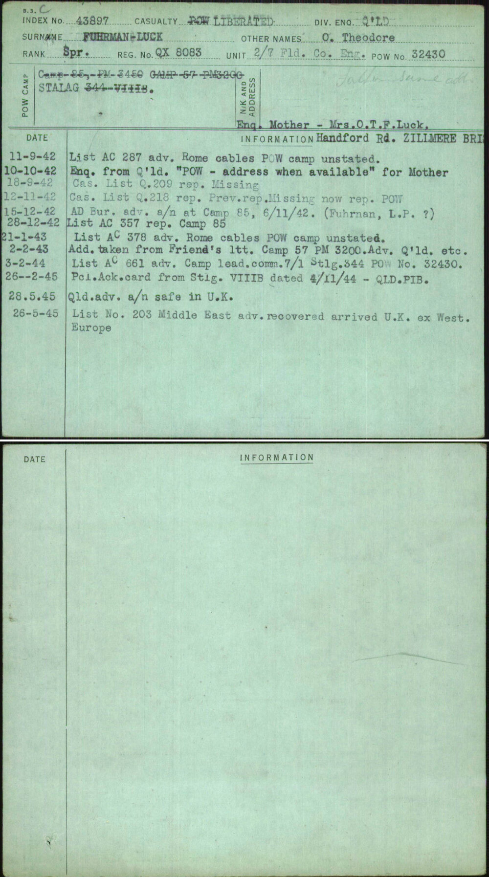 Fuhrman-Luck, O Theodore, QX8083