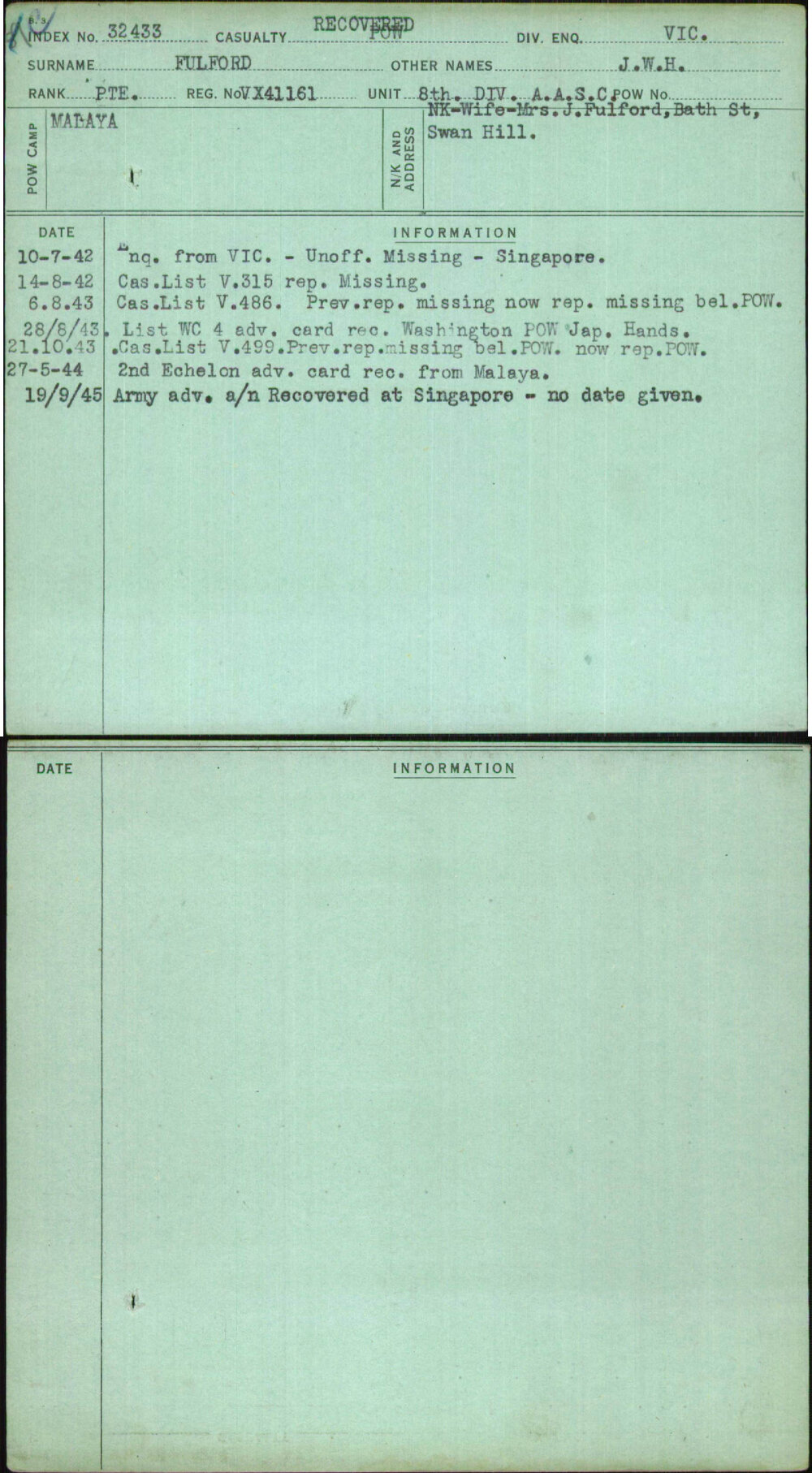 Fulford, J W H, VX41161