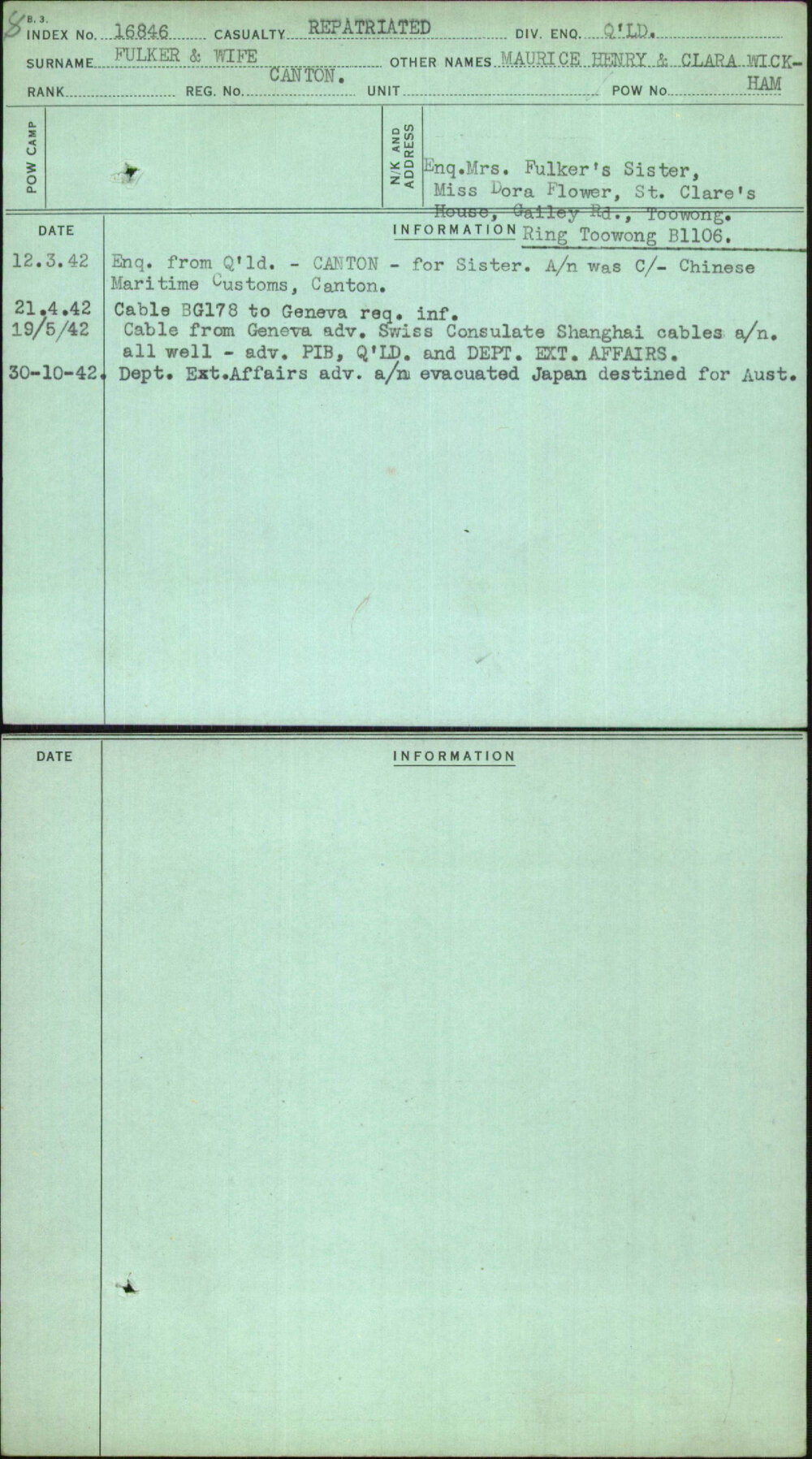 Fulker &amp; Wife, Maurice Henry &amp; Clara Wickham, Canton