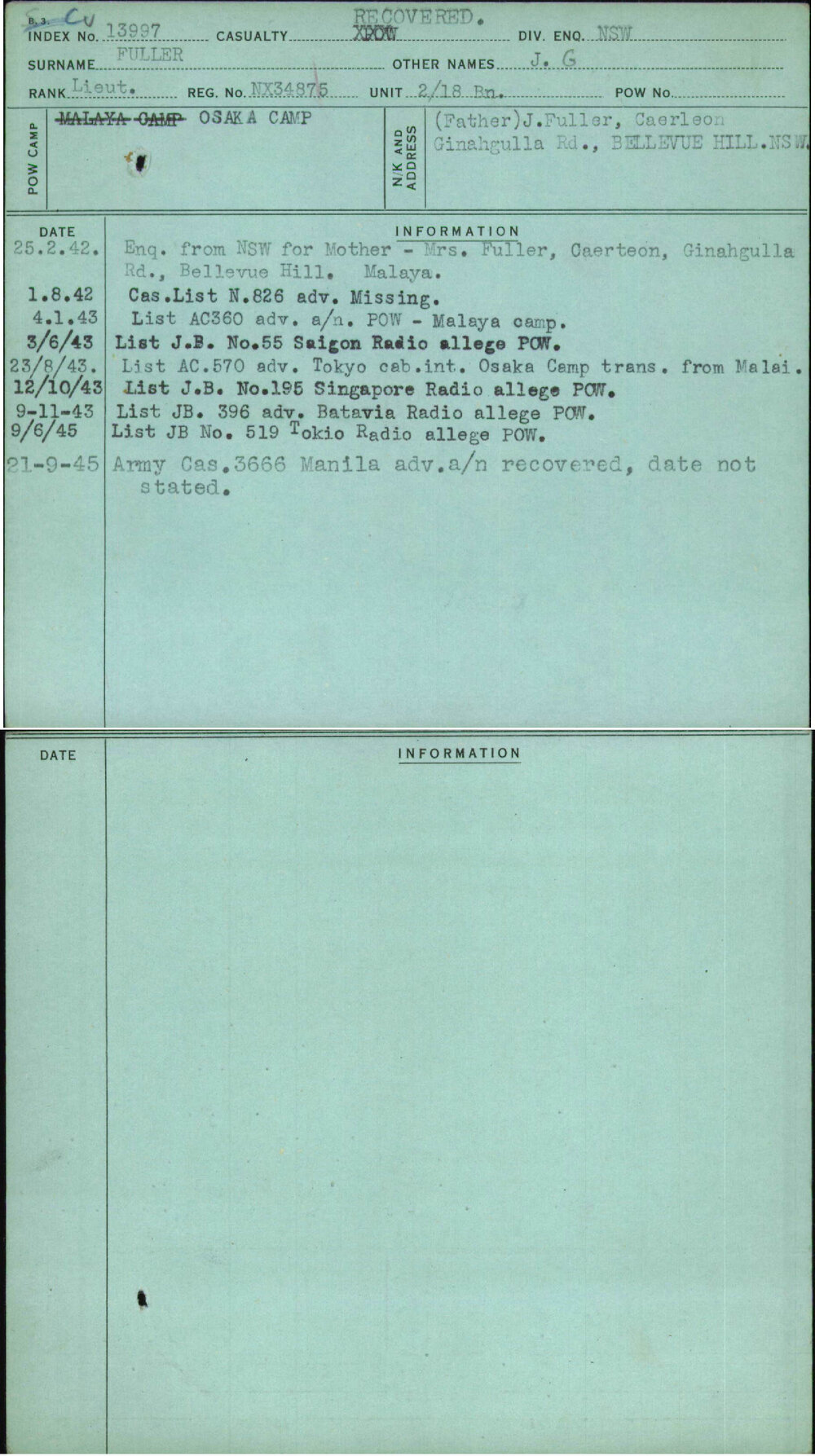 Fuller, J G, NX34875