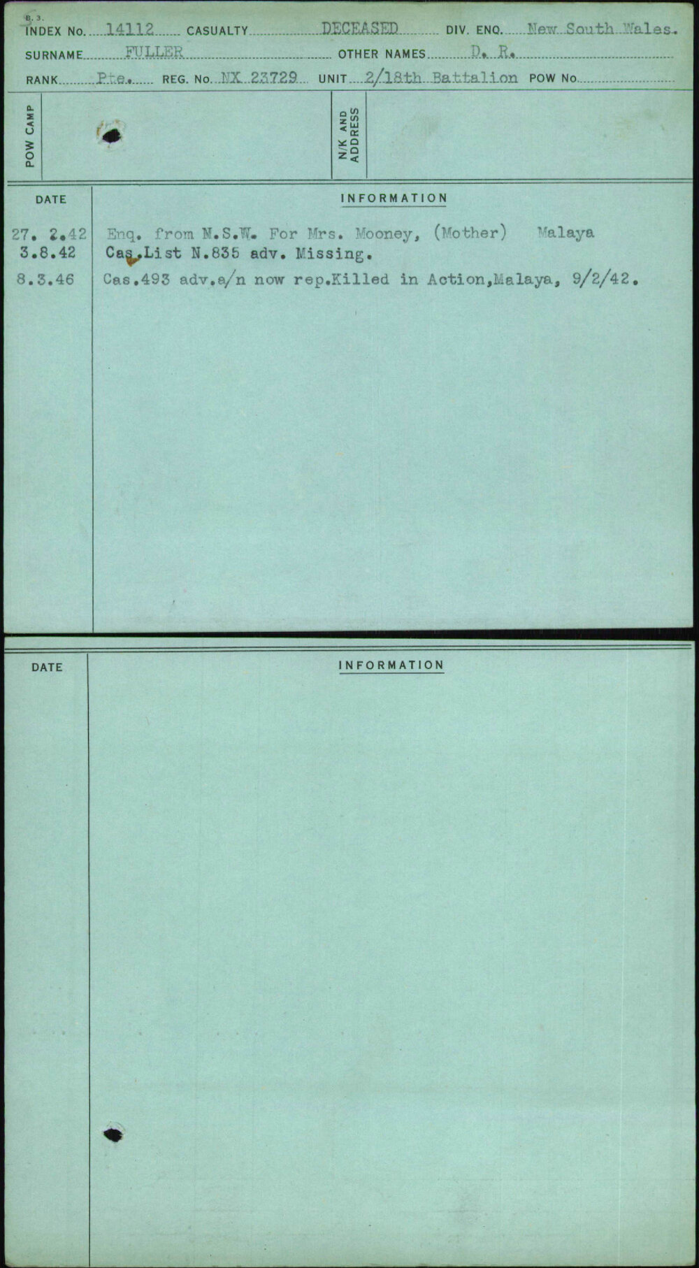 Fuller, D R, NX23729