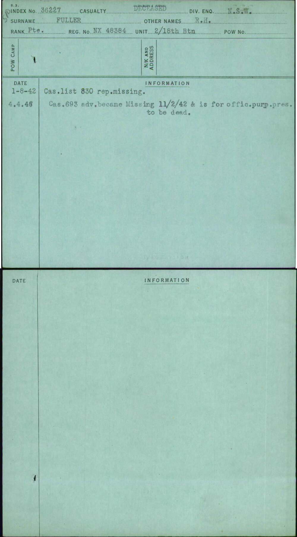 Fuller, R H, NX48384