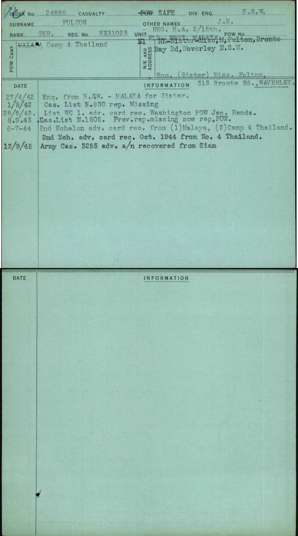 Fulton, J N, NX31023