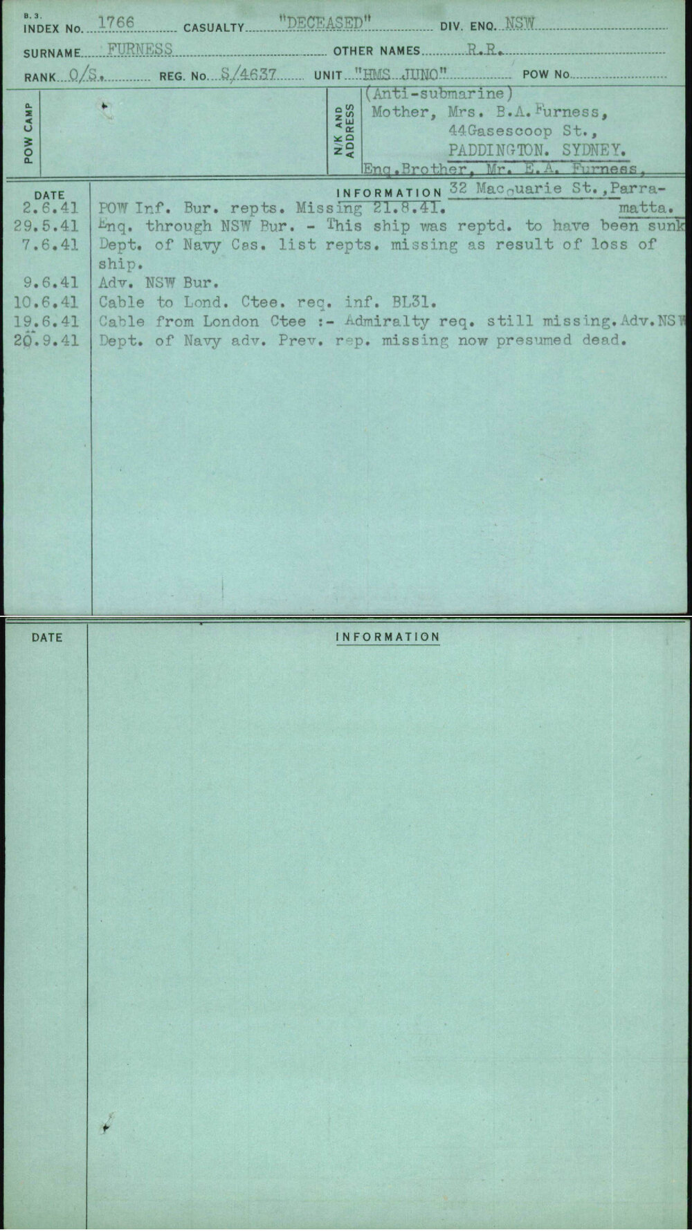 Furness, R R, S-4637