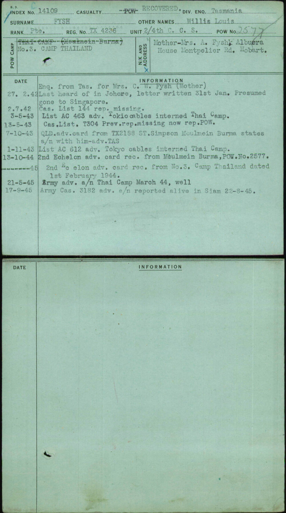 Fysh, Willis Louis, TX4236