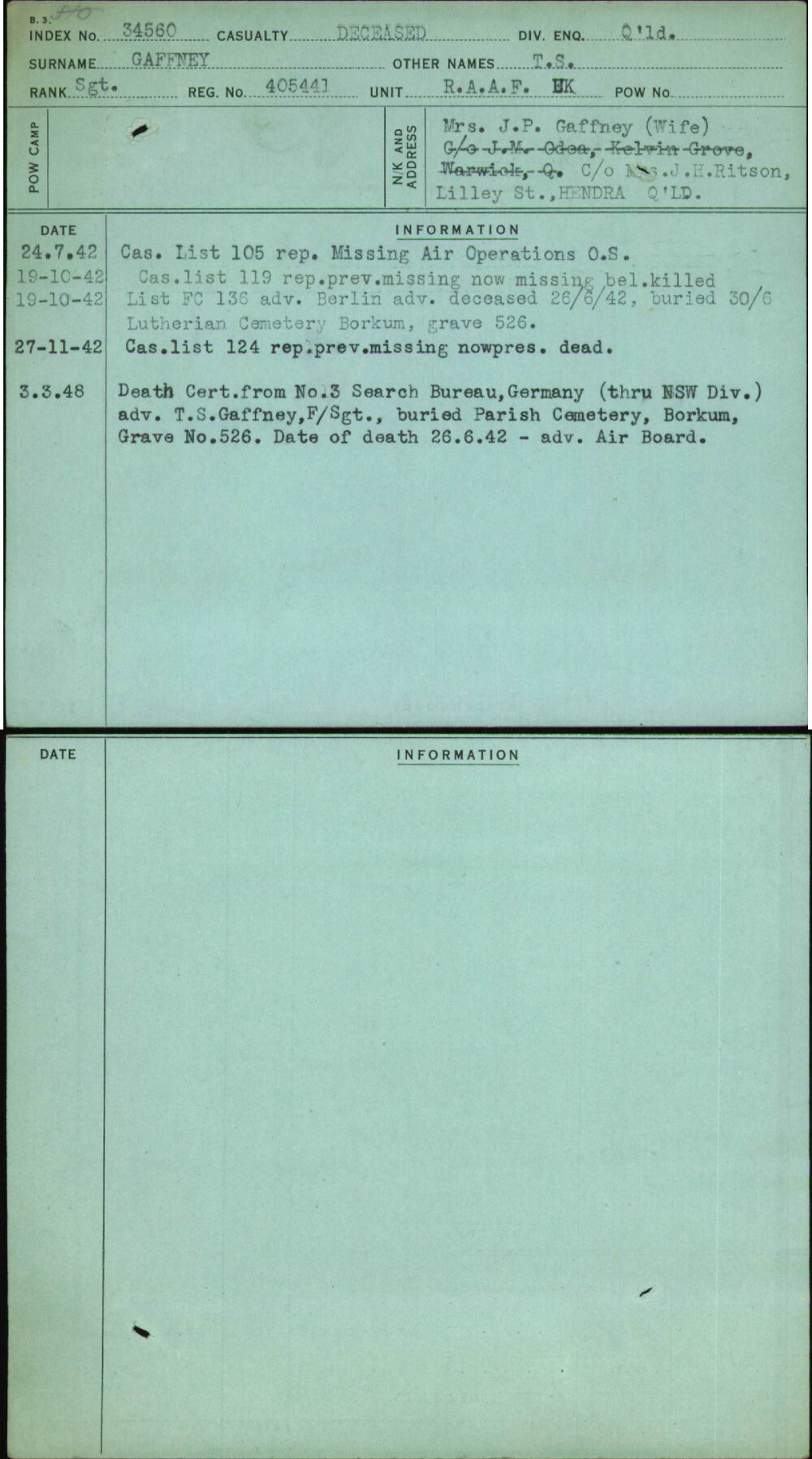 Gaffney, T S, 405441