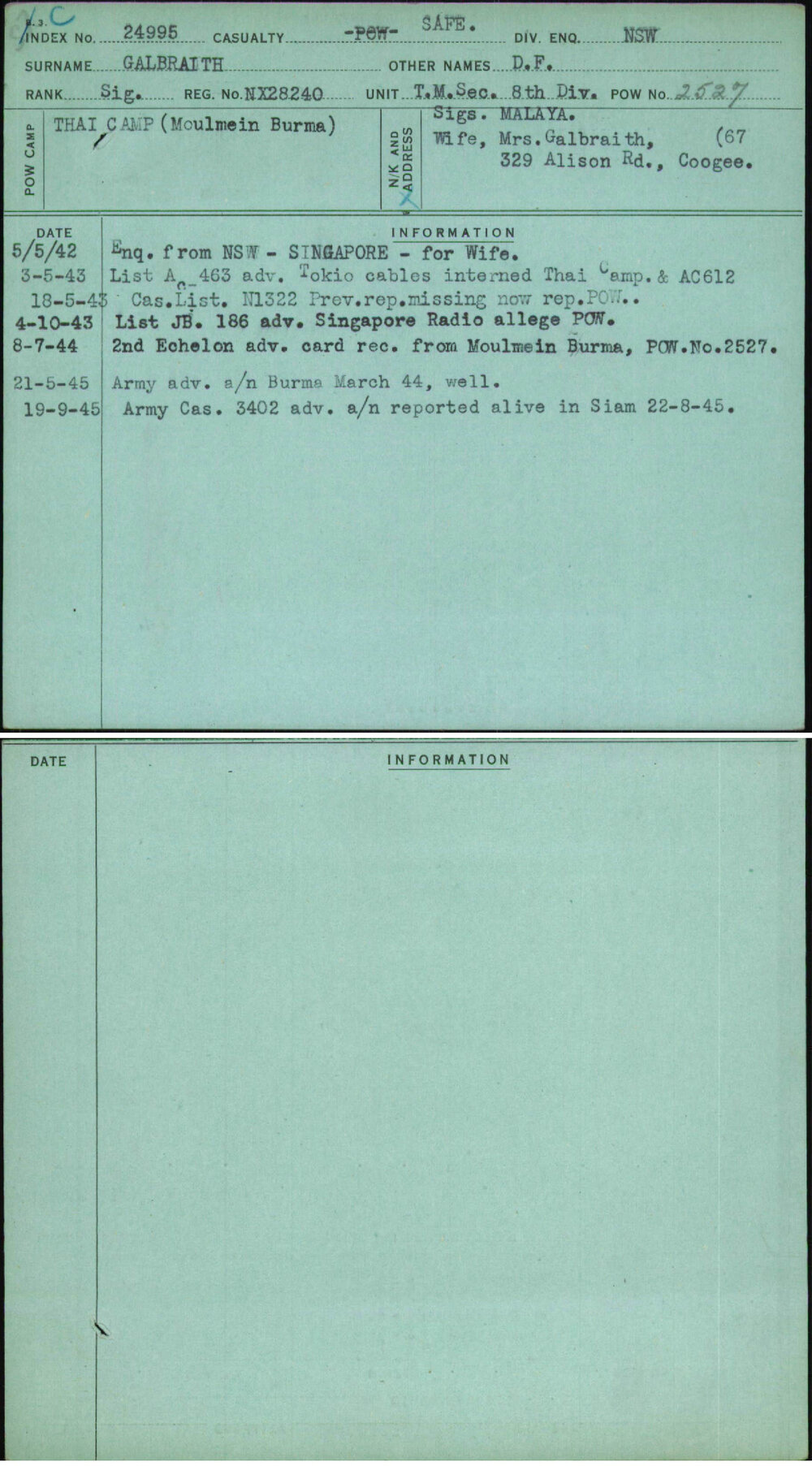 Galbraith, D F, NX28240