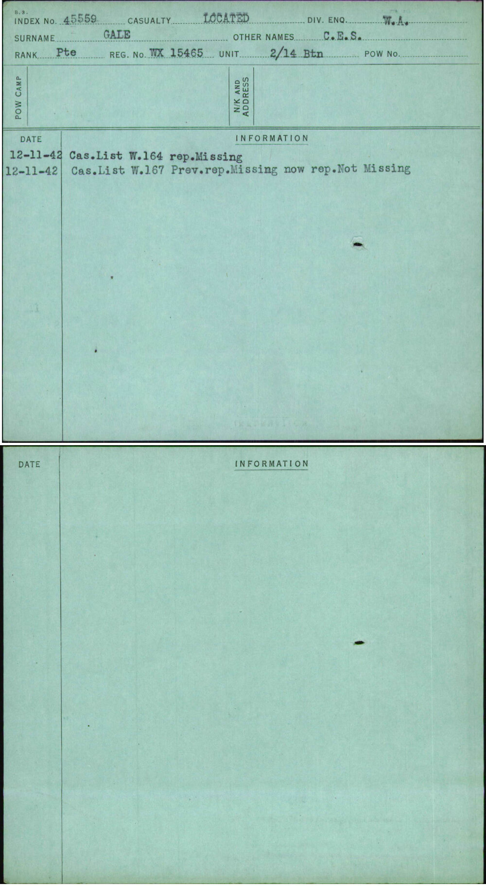 Gale, C E S, WX15465