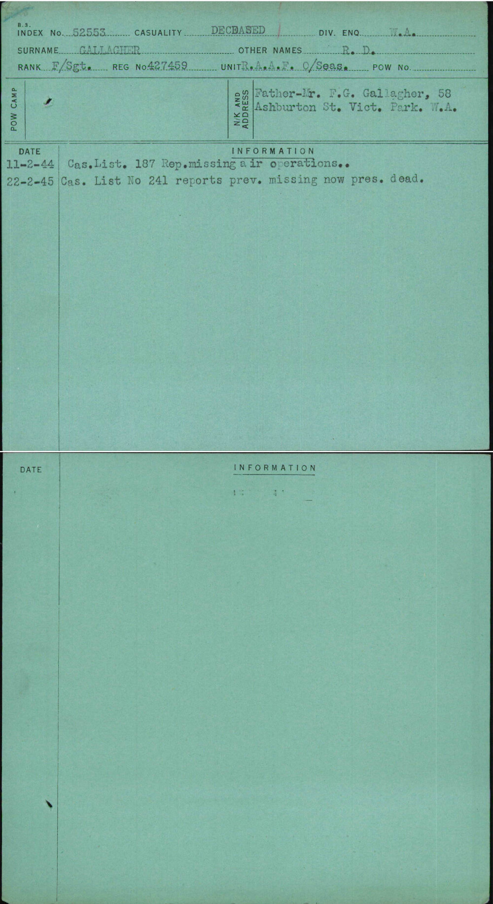 Gallagher, R D, 427459