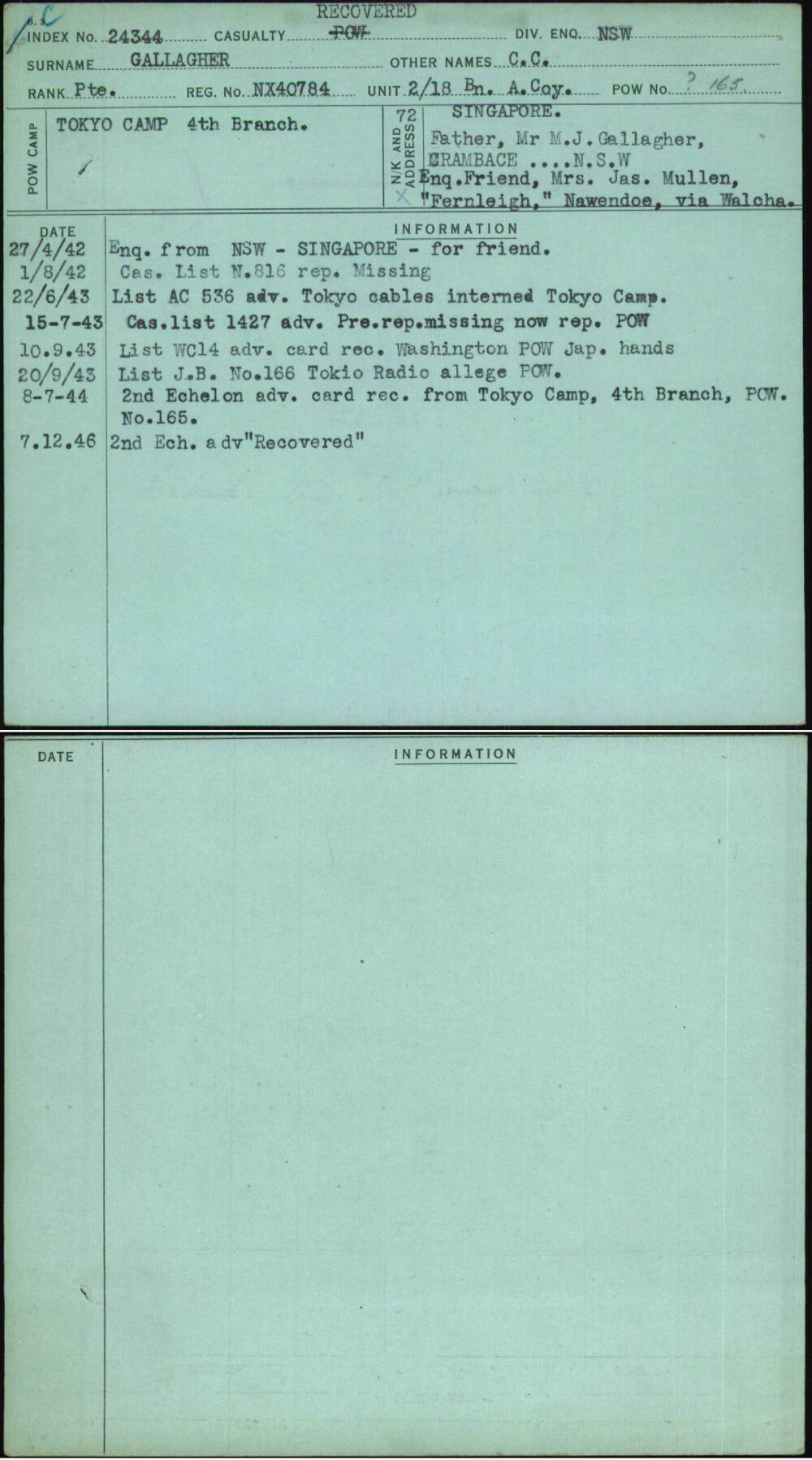 Gallagher, C C, NX40784