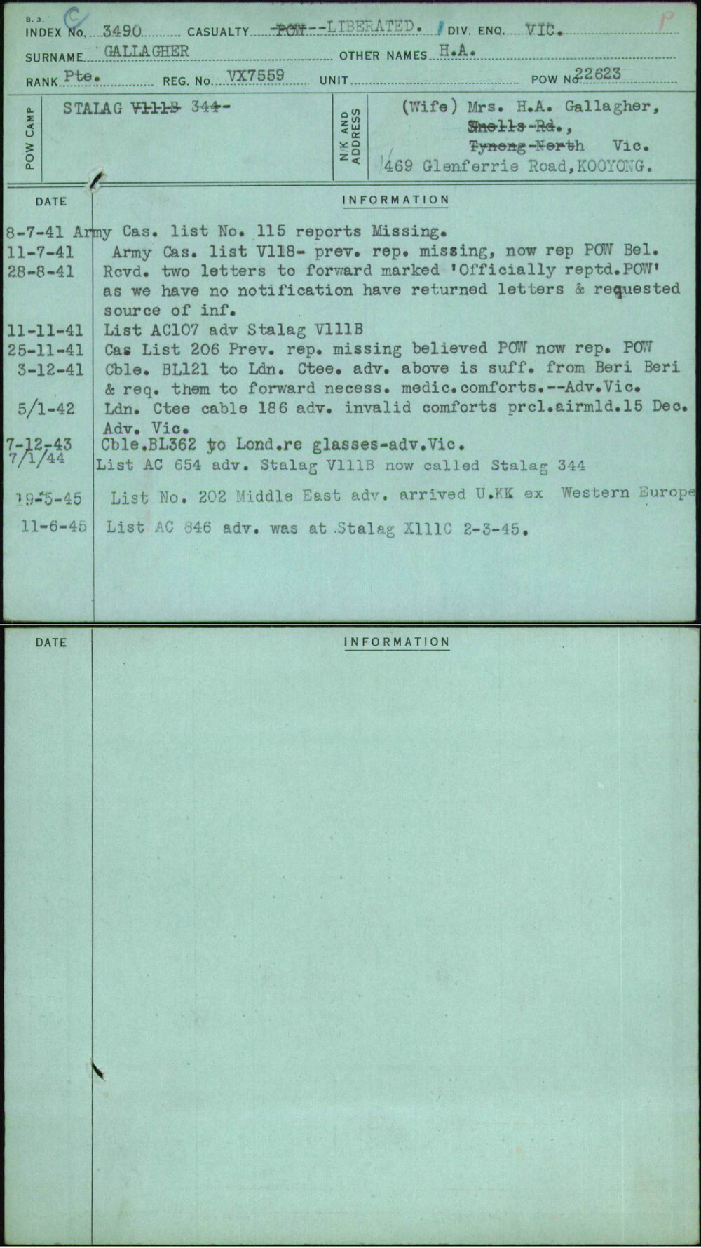 Gallagher, H A, VX7559