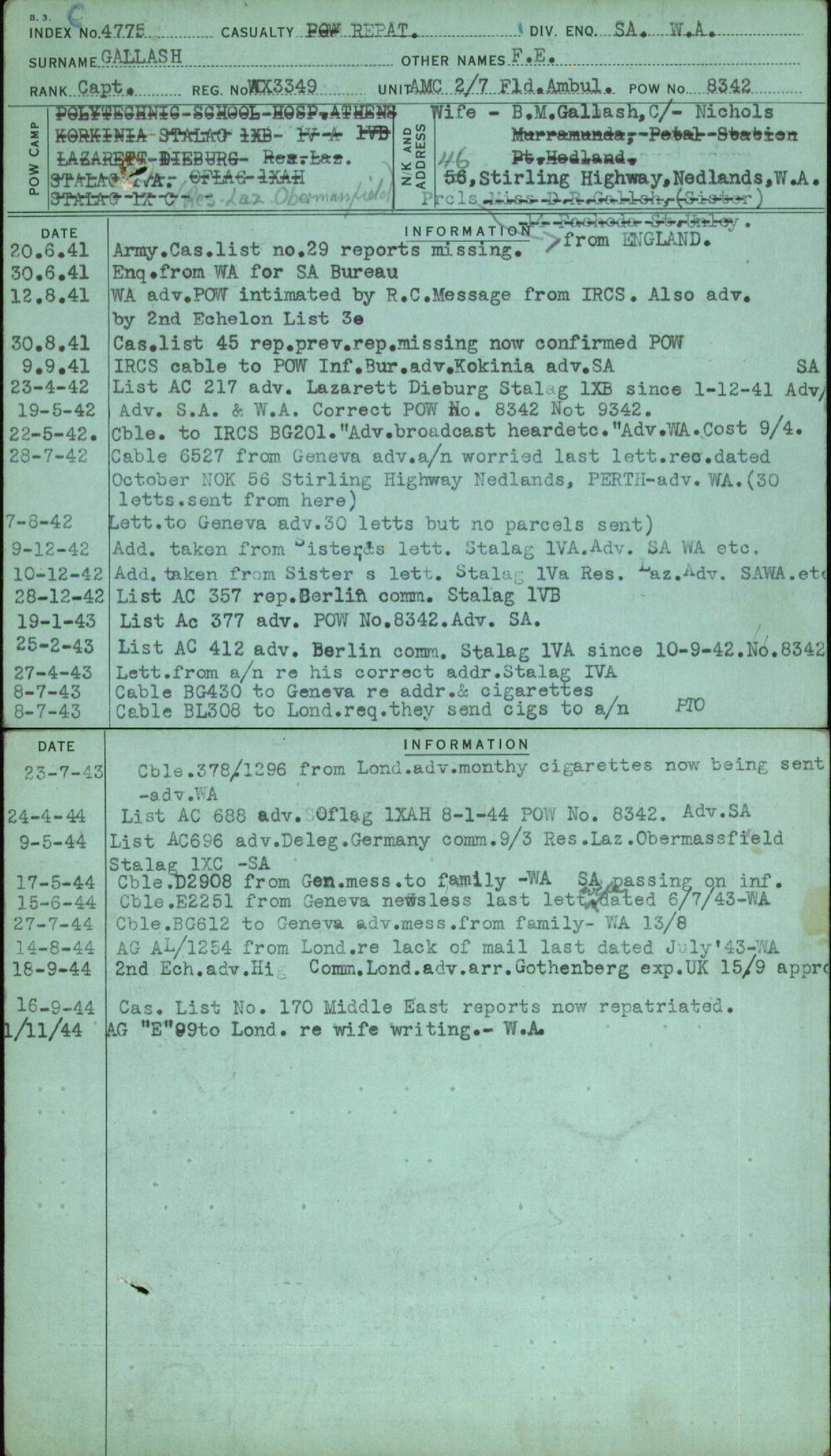 Gallash, F E, WX3349