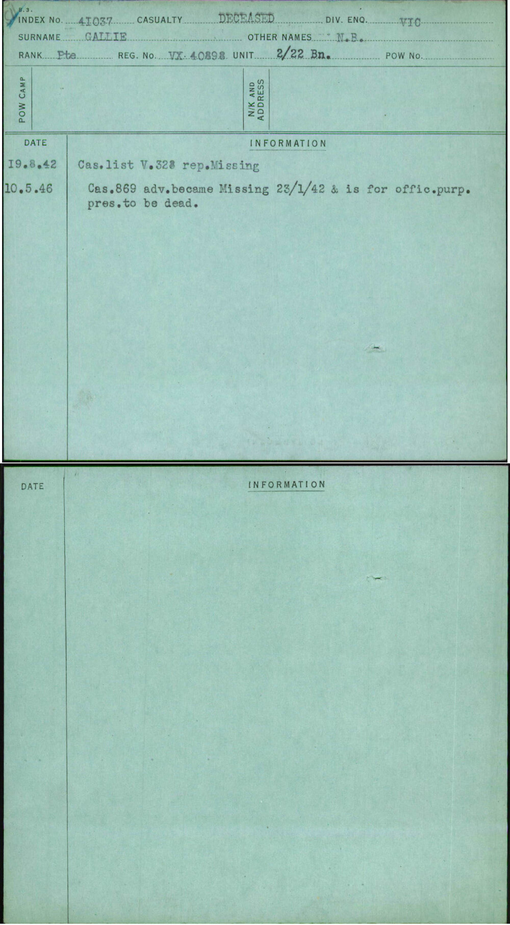 Gallie, N B, VX40898
