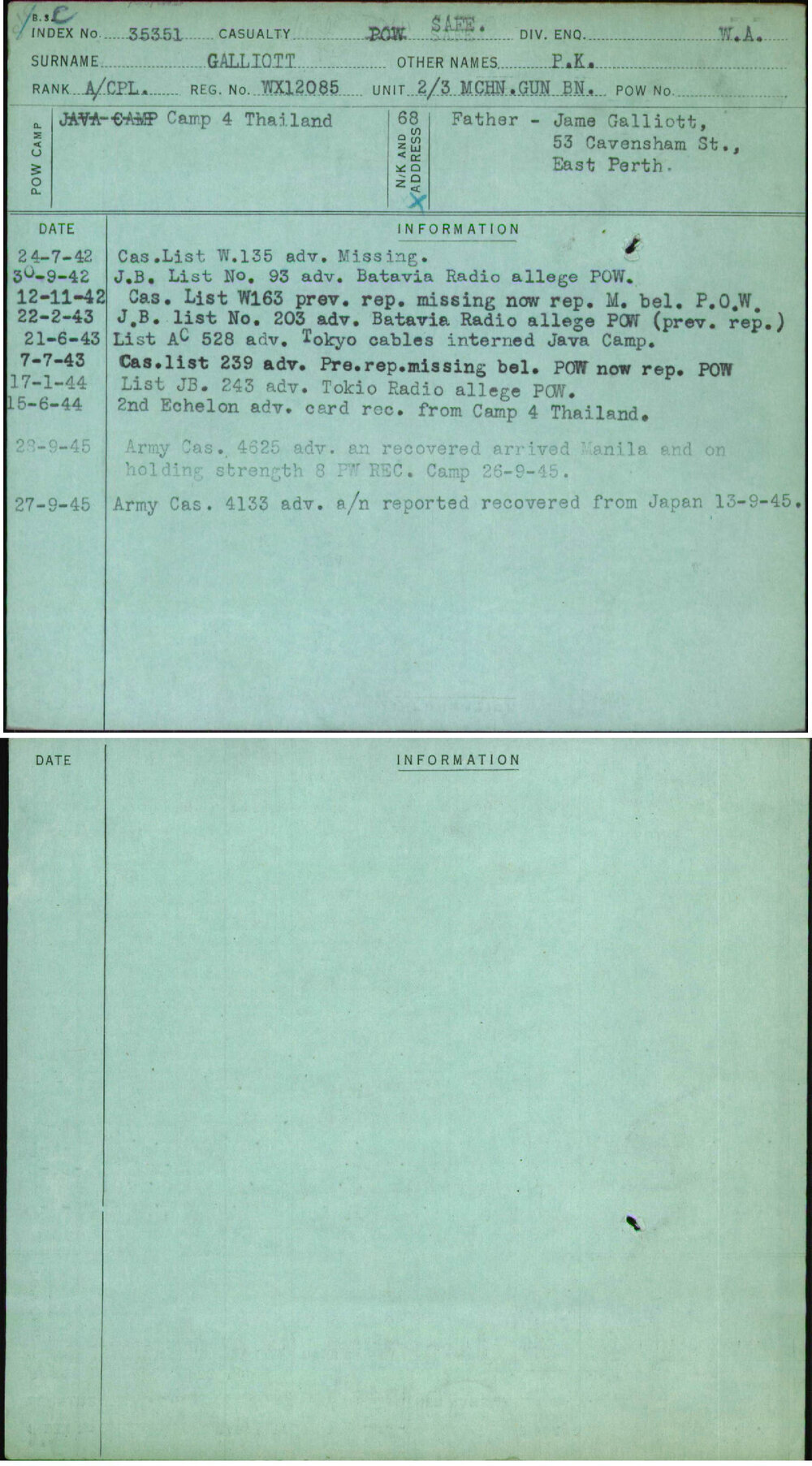 Galliott, P K, WX12085