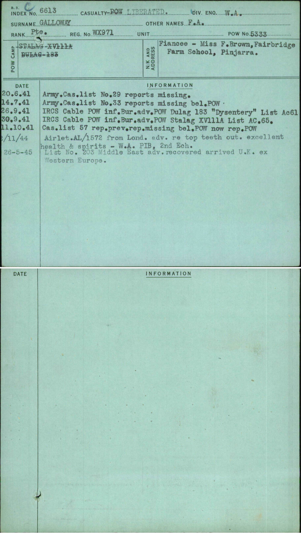 Galloway, F A, WX971