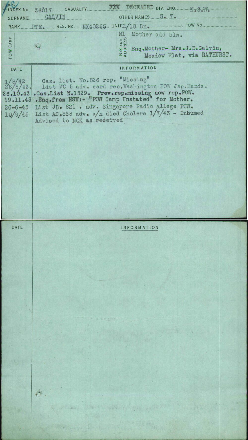 Galvin, S T, NX40255