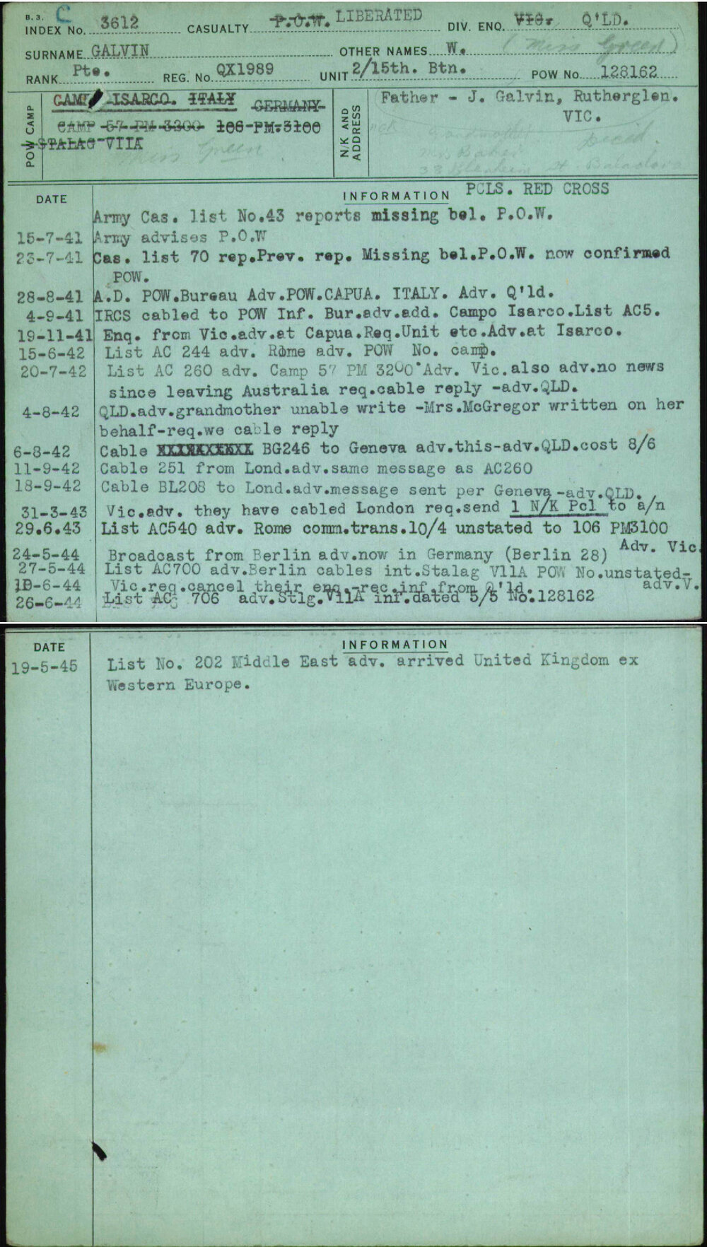 Galvin, W (Miss Green), QX1989