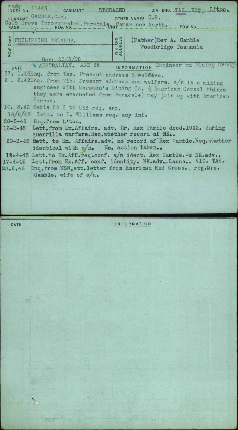 Gamble Cr, C R, [No Service Number]