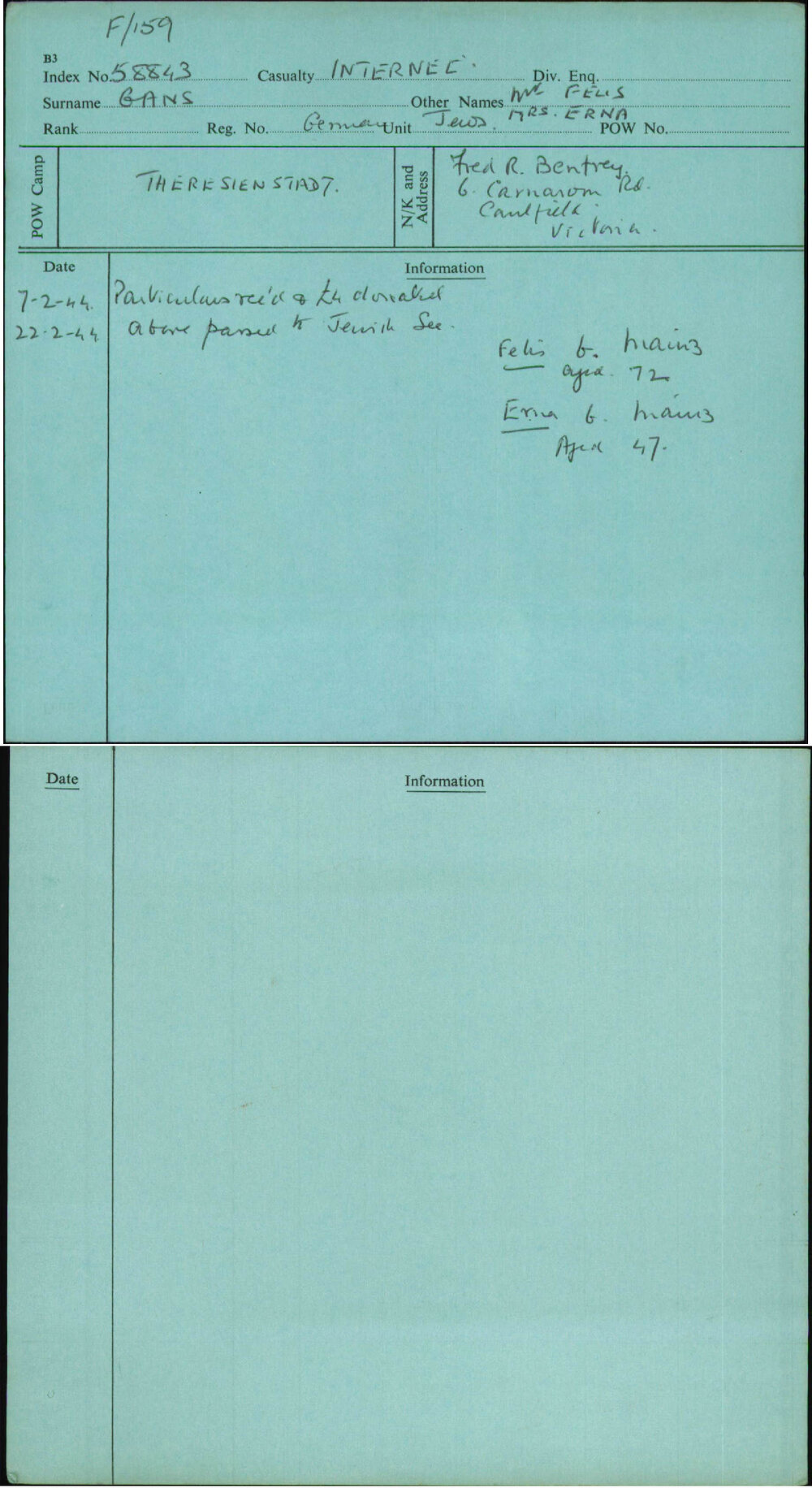 Gans, Mr Felis Mrs Erna, German