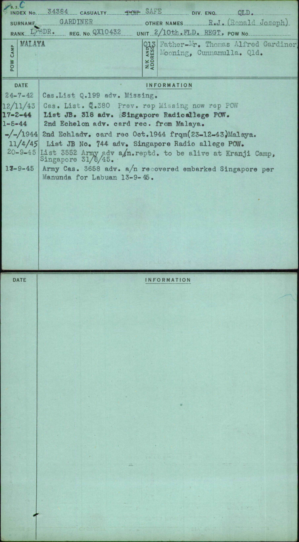 Gardiner, R J (Ronald Joseph), QX10432