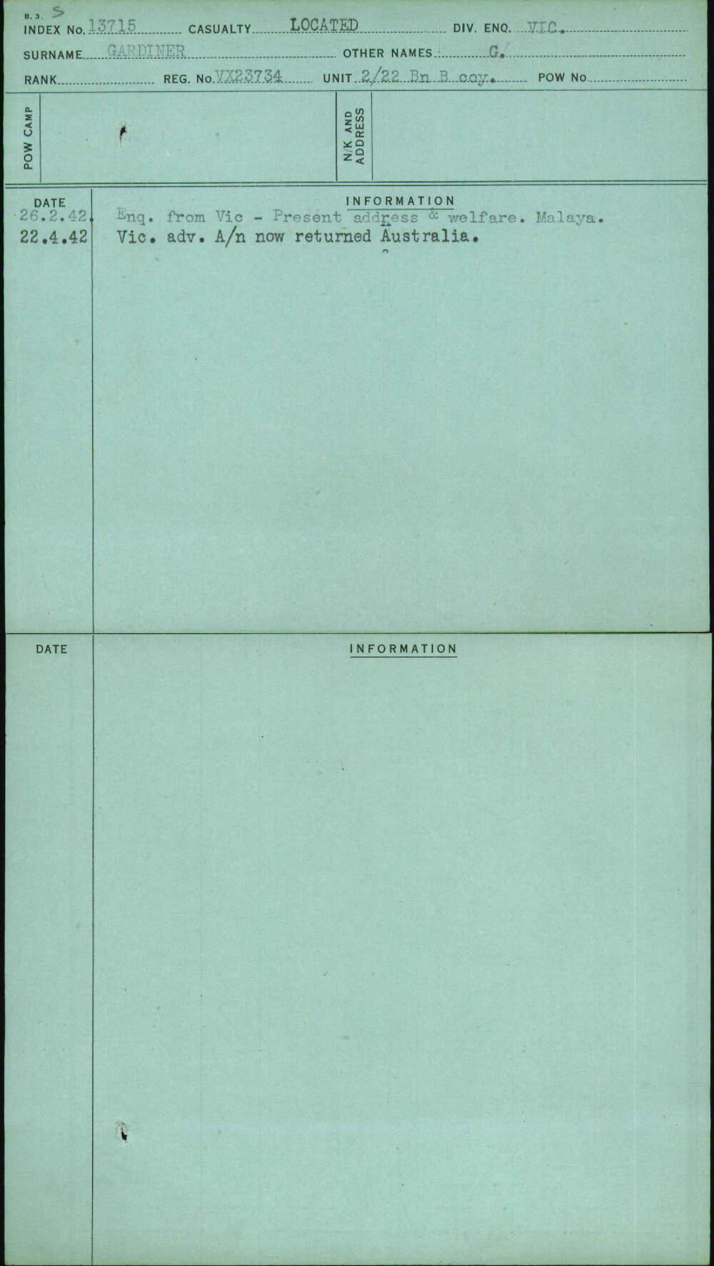 Gardiner, G, VX23734