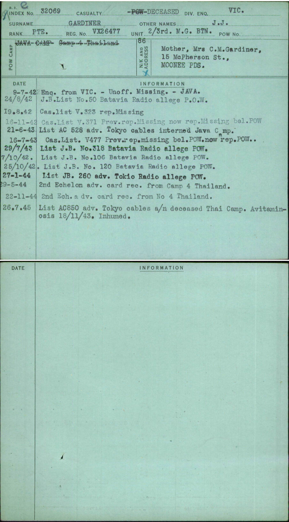 Gardiner, J J, VX26477