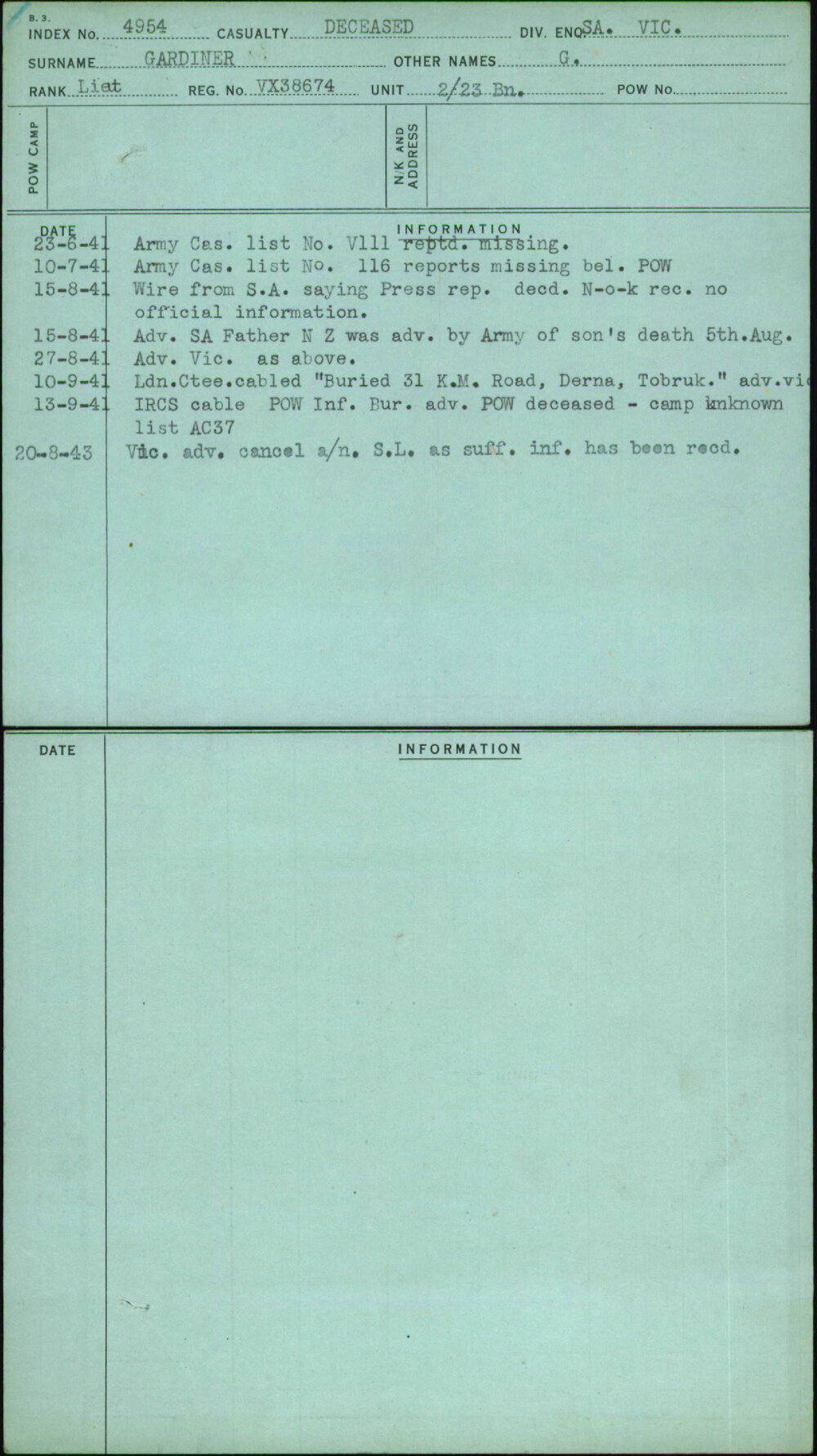 Gardiner, G, VX38674