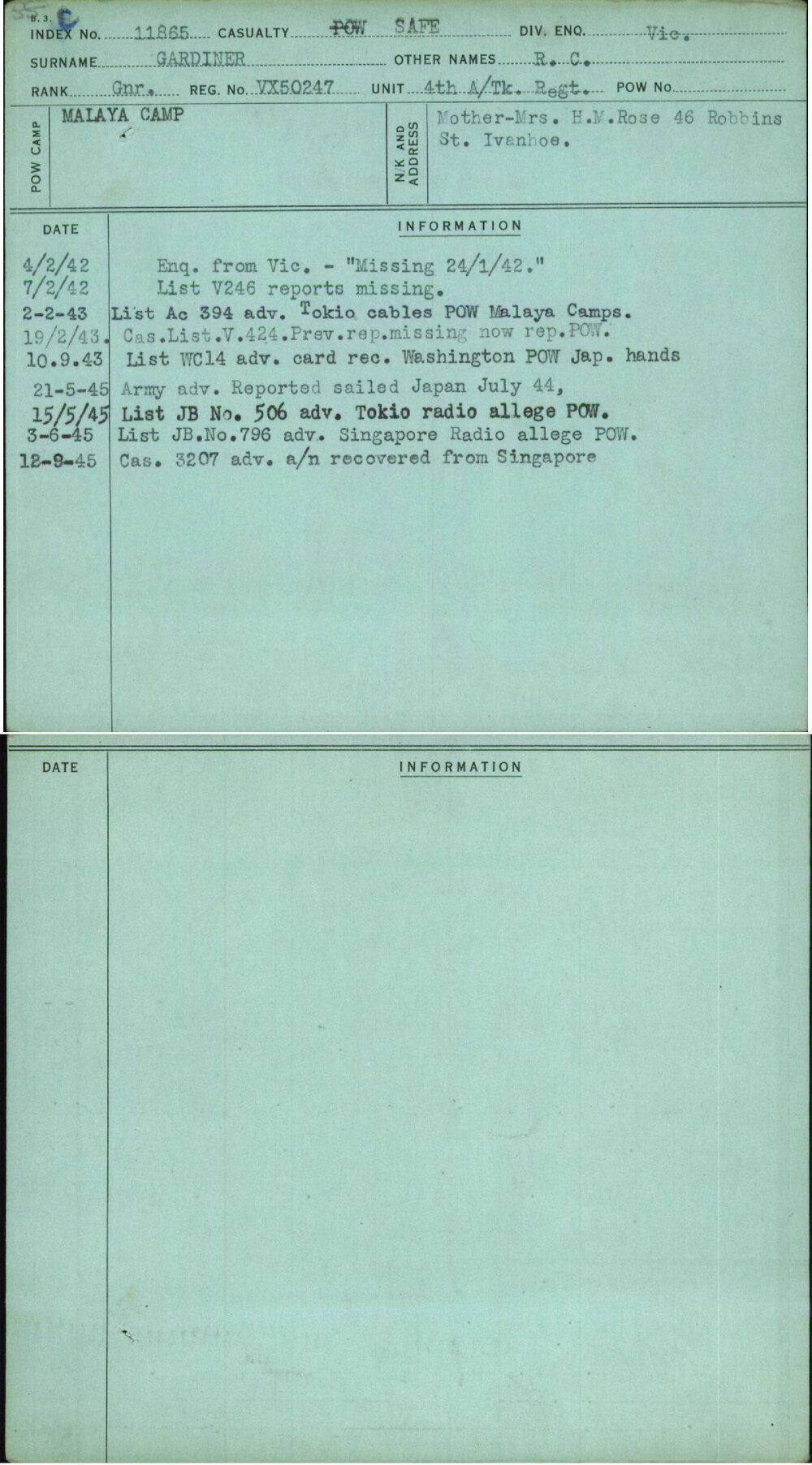 Gardiner, R C, VX50247