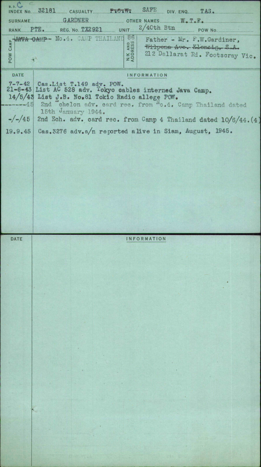 Gardner, W T F, TX2921