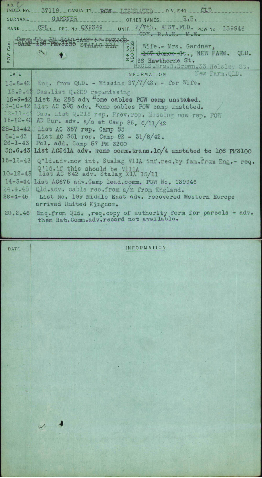 Gardner, R B, QX9349