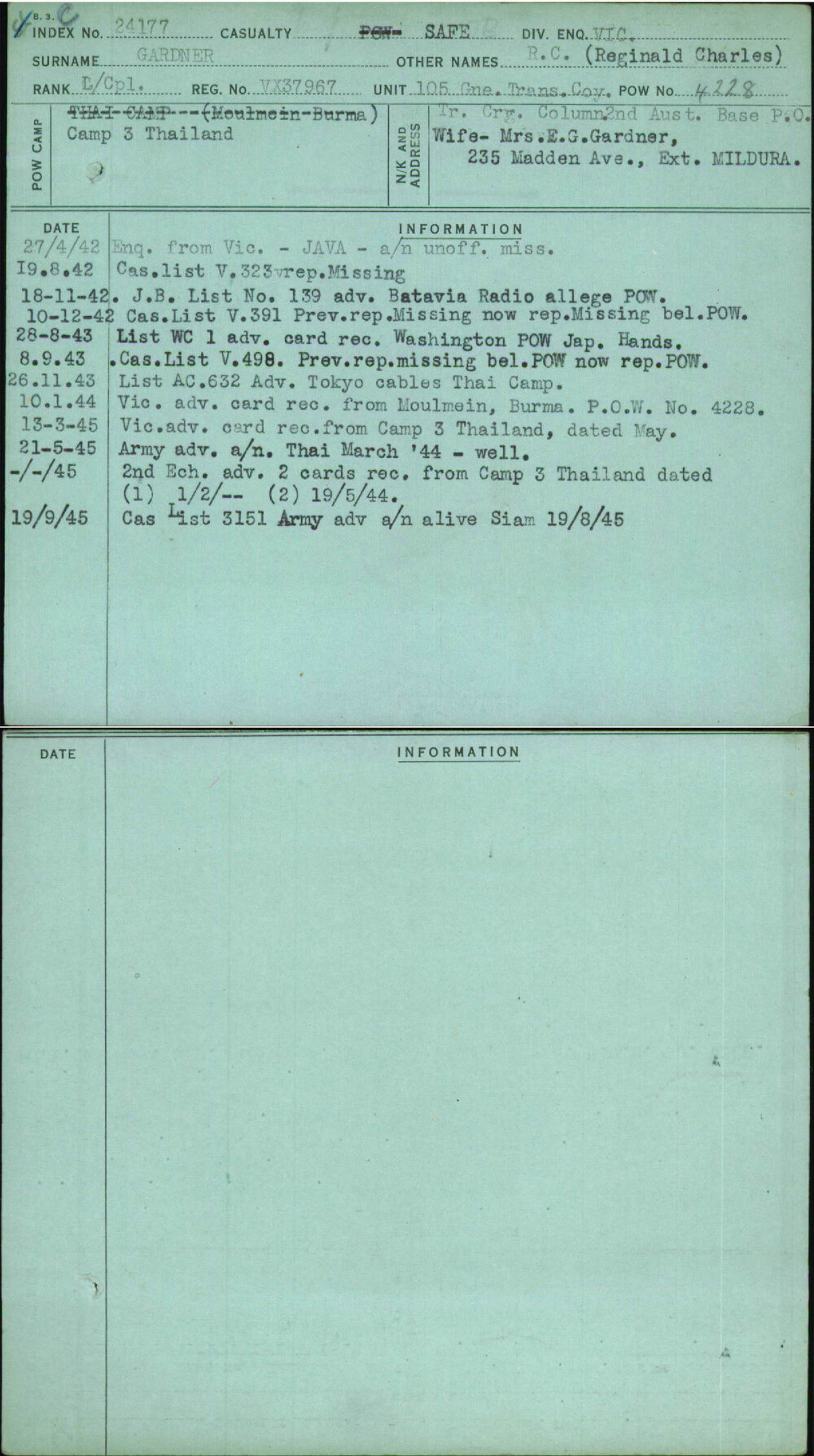 Gardner, R C (Reginald Charles), VX37967