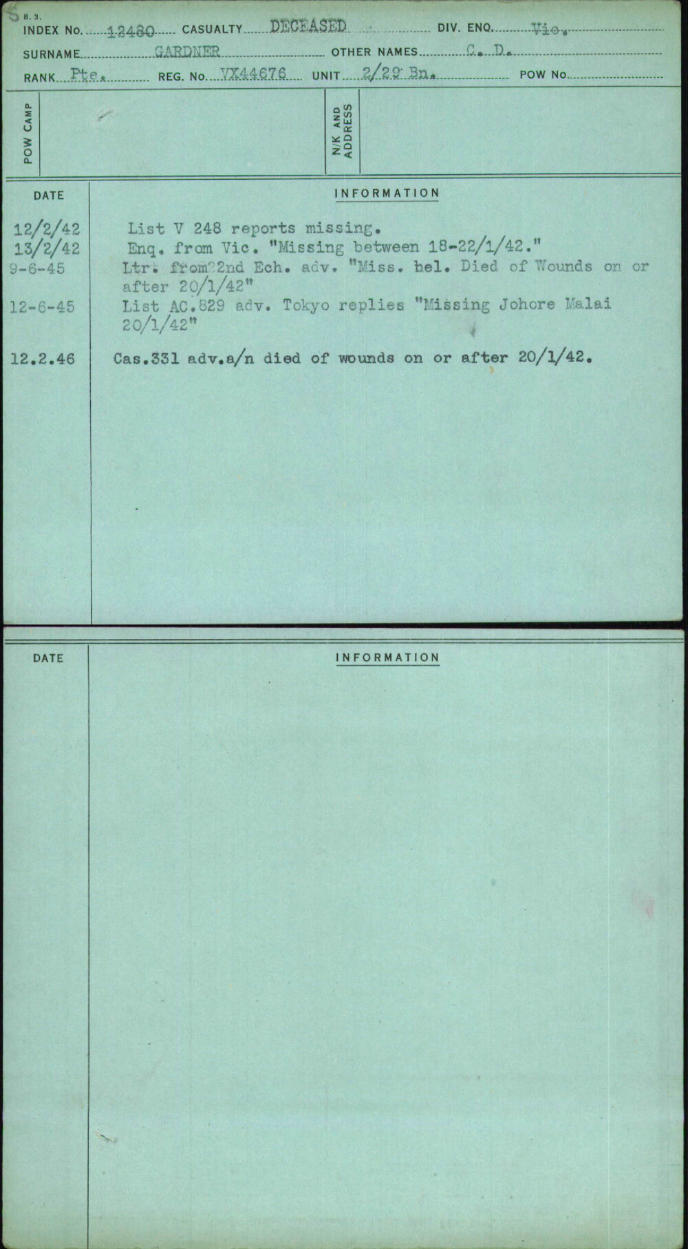 Gardner, C D, VX44676