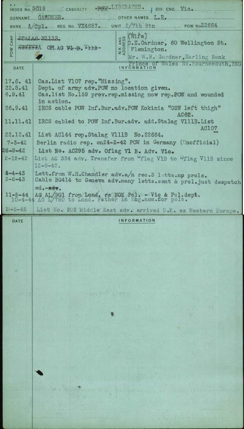 Gardner, L R, VX4687