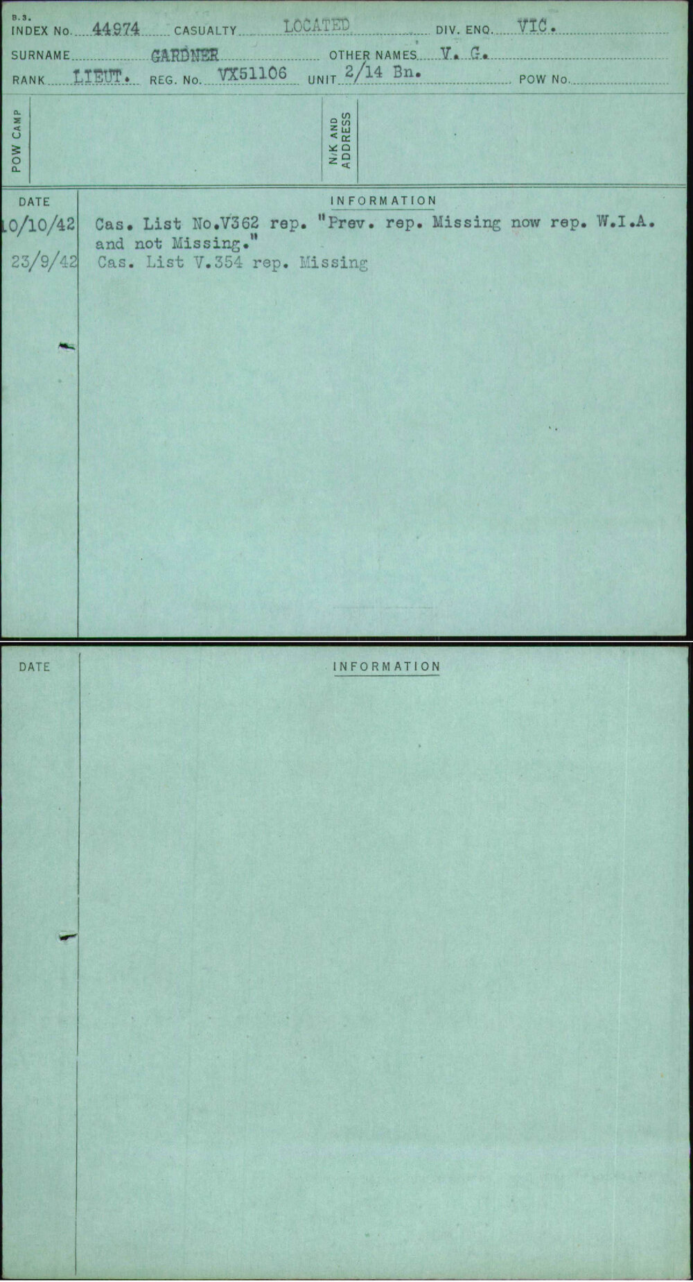 Gardner, V G, VX51106