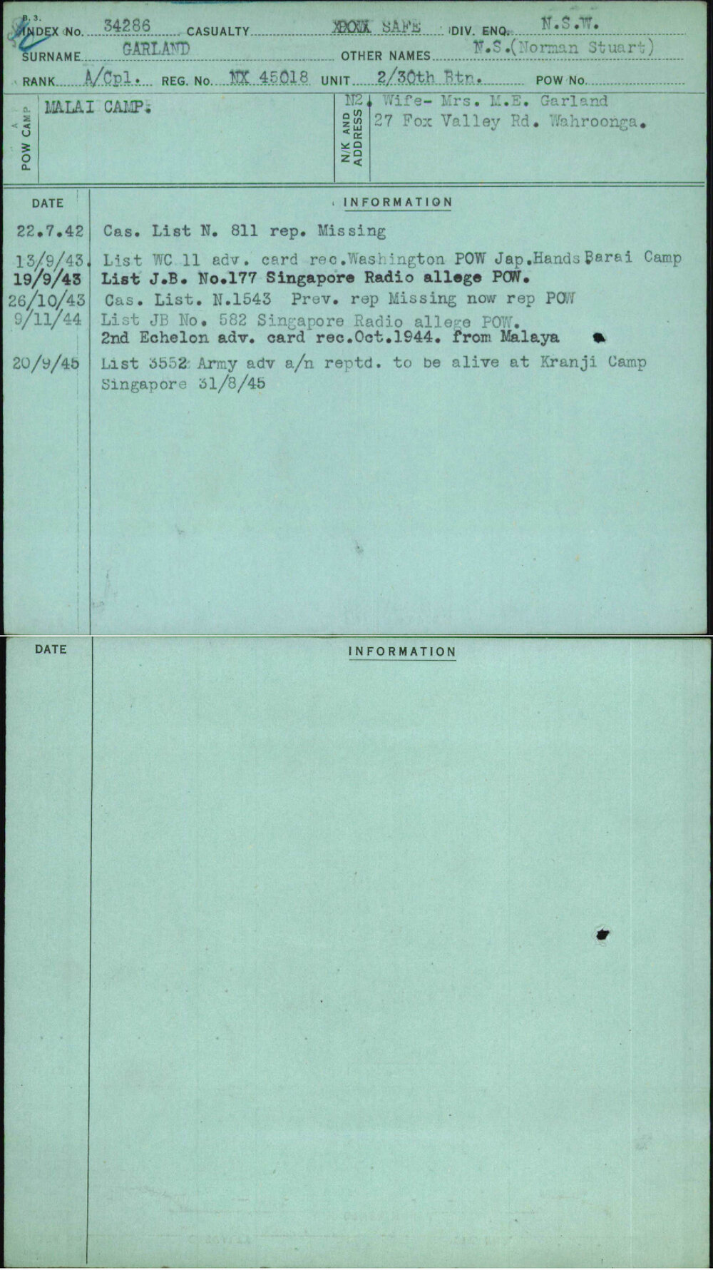 Garland, N S (Norman Stuart), NX45018