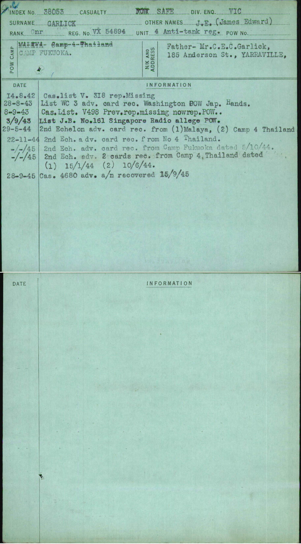 Garlick, J E (James Edward), VX54894