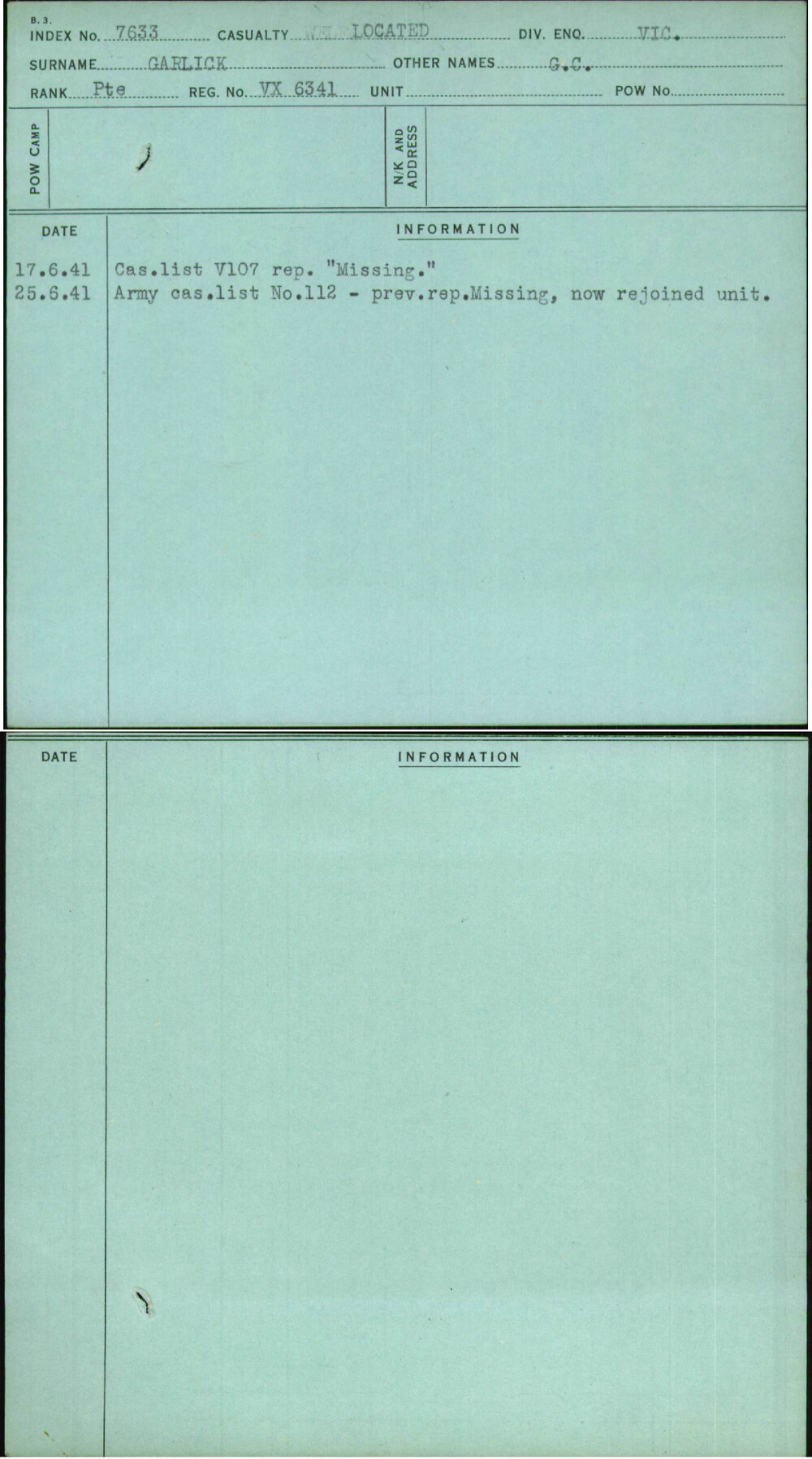 Garlick, G C, VX6341