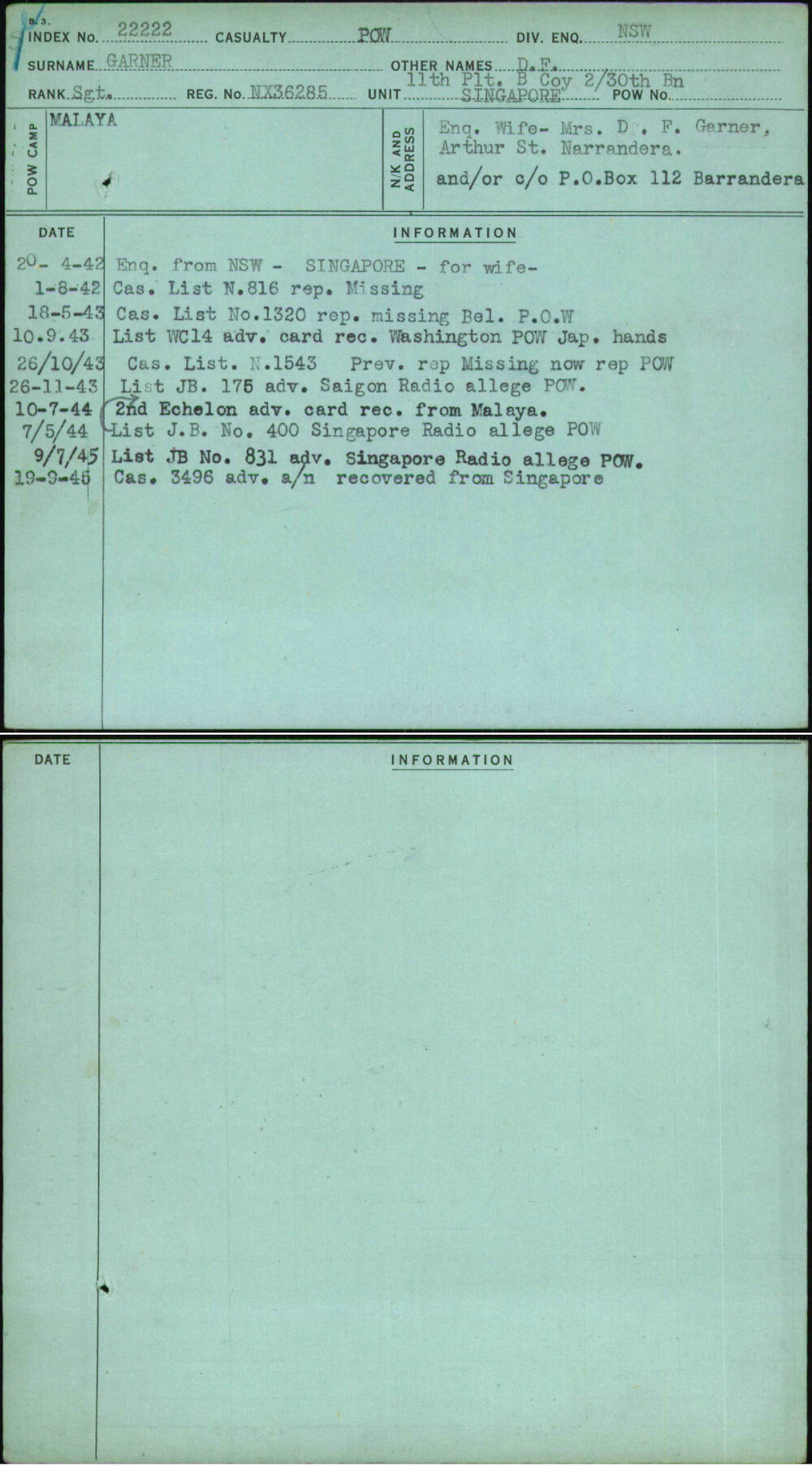 Garner, D F, NX36285