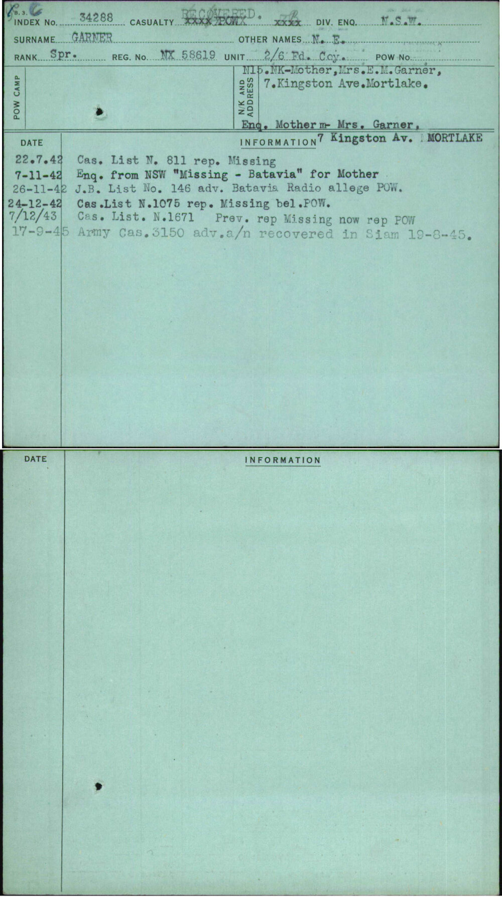 Garner, N E, NX58619