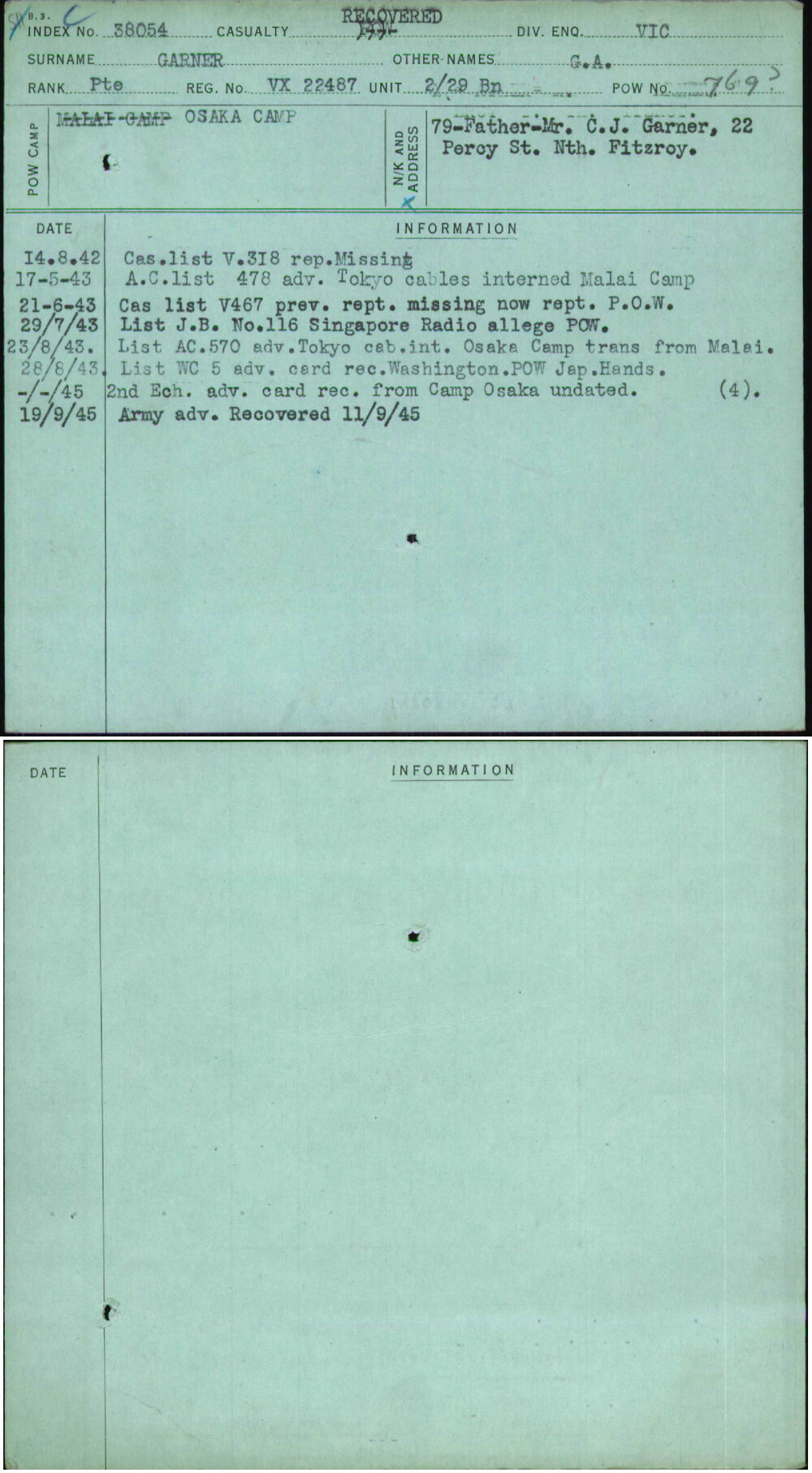 Garner, G A, VX22487