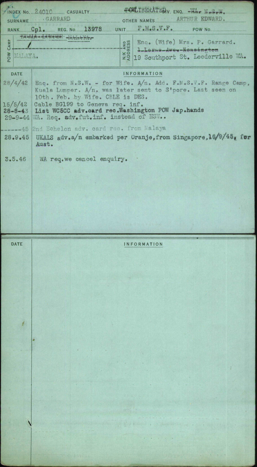 Garrard, Arthur Edward, 13978