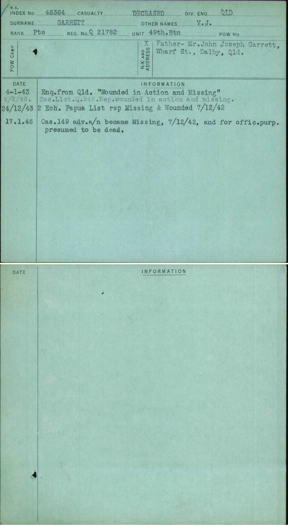 Garrett, V J, Q21782